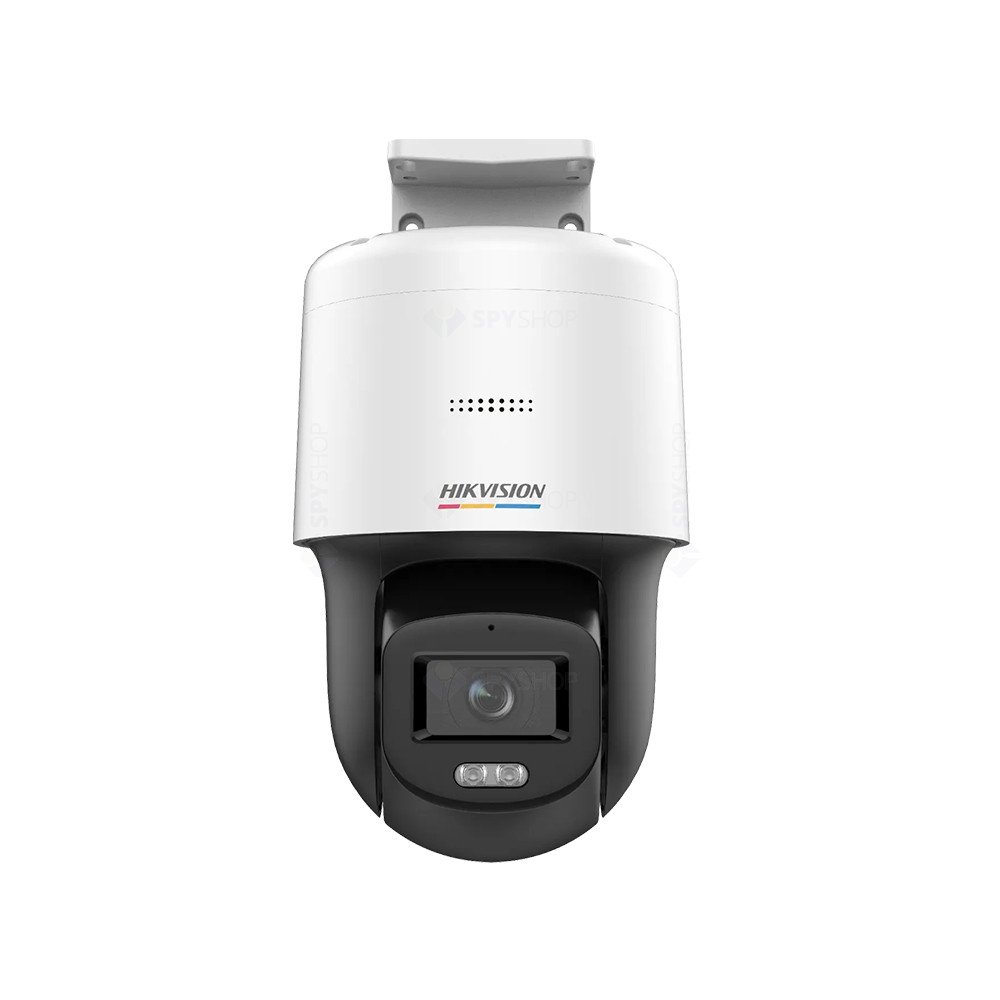 Camera supraveghere rotativa IP Speed Dome PTZ Hikvision ColorVu DS-2DE2C400SCG-EF0, 4 MP, 2.8 mm, lumina alba 30 m, slot card, microfon si difuzor incorporat, PoE, Montaj