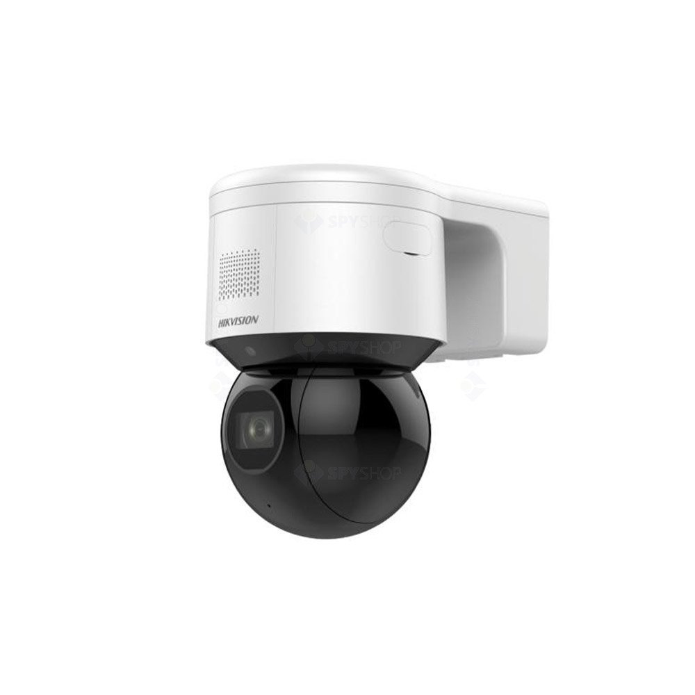 Camera supraveghere rotativa IP PTZ cu iluminare duala Hikvision DarkFighter DS-2DE3A404IWG-E, 4MP, 2.8 – 12 mm, IR/lumina alba 50-6 m, microfon si difuzor, alarma, slot card, PoE, Montaj