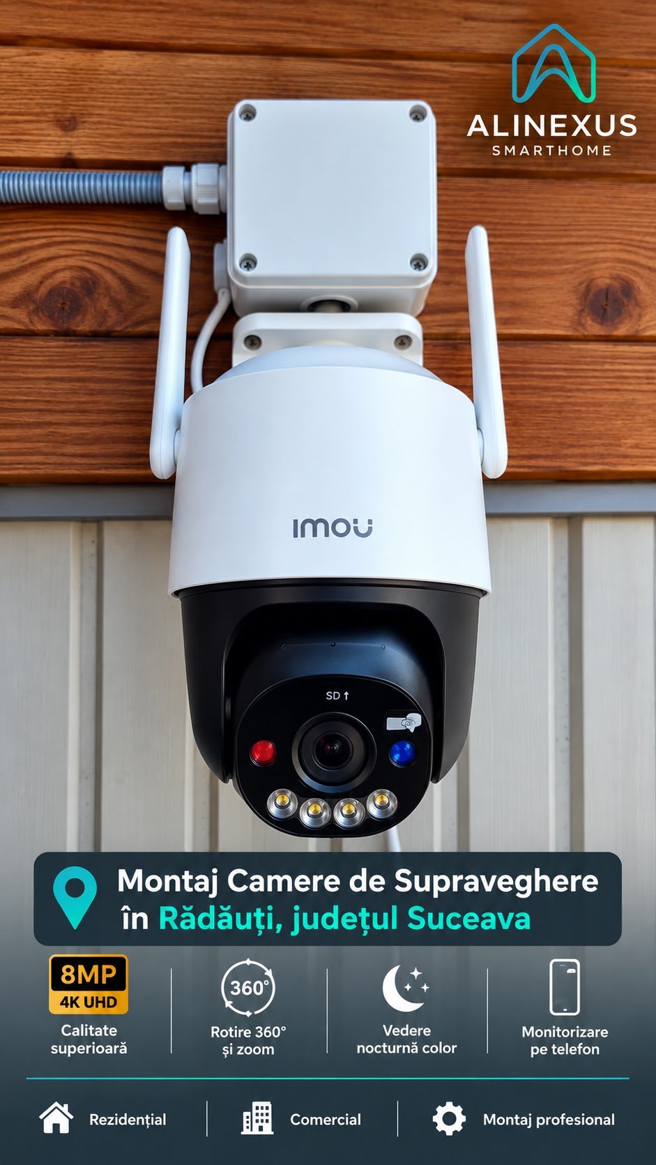 Montaj camere de supraveghere în Rădăuți, județul Suceava – Alinexus SmartHome