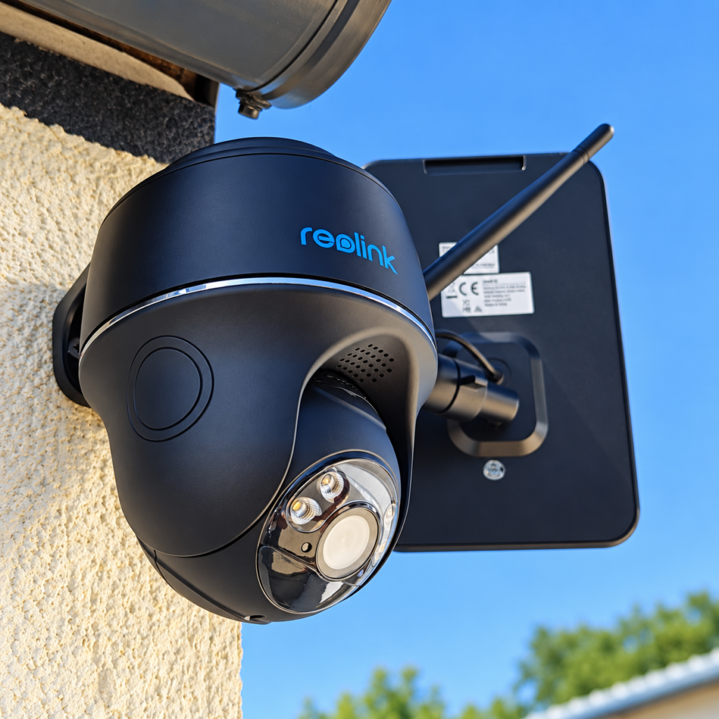 Cameră de supraveghere Reolink cu panou solar montată de Alinexus SmartHome în Fălticeni, Suceava