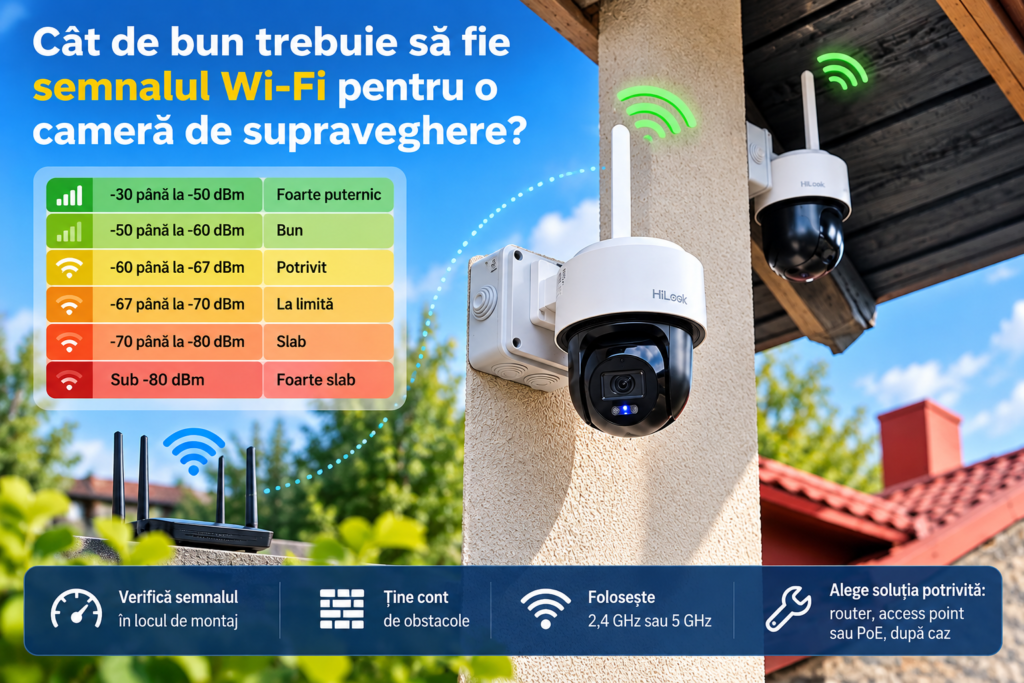 Semnal Wi-Fi pentru cameră de supraveghere – valori dBm și stabilitatea conexiunii